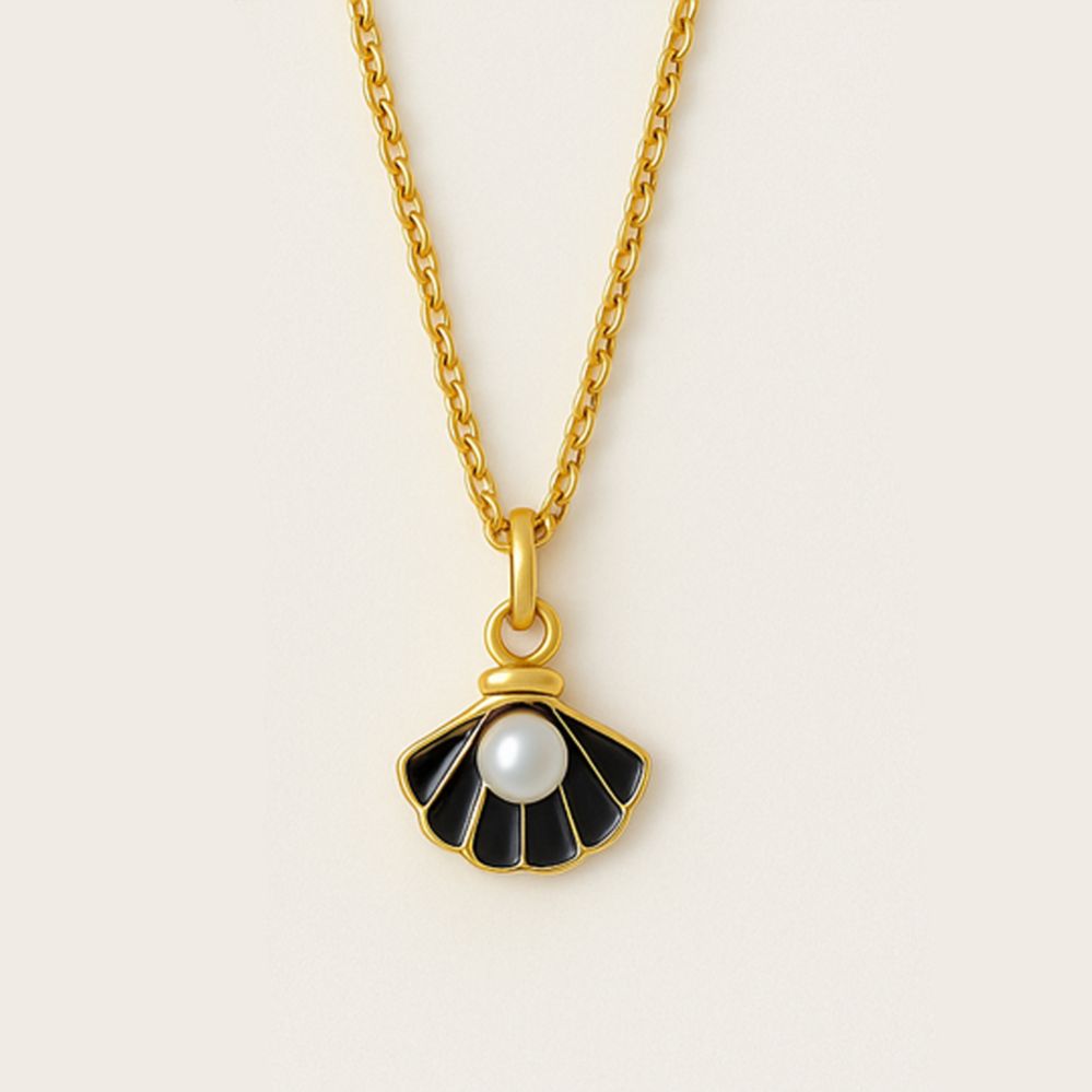 Midnight Tide - Black Shell Pearl Pendant Necklace