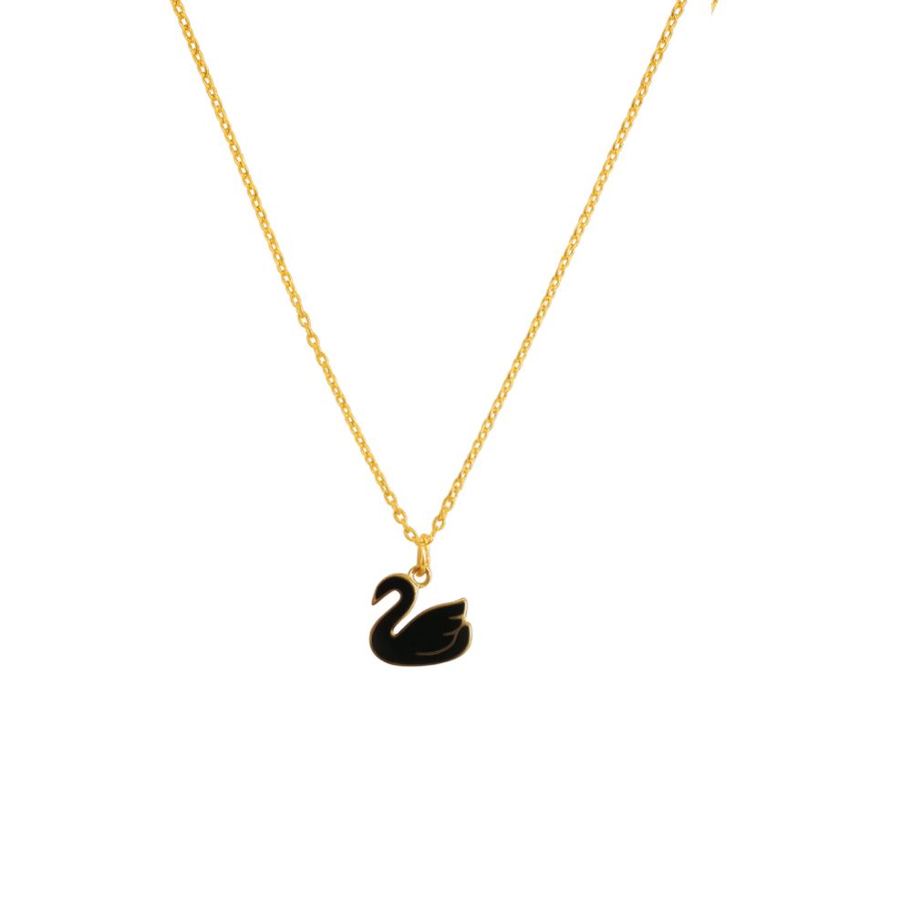 Black Swan Gold Charm Necklace - Grace in Shadows