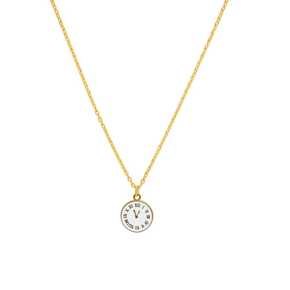 White & Gold Timekeeper Charm Necklace - Every Moment Matters