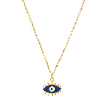 Sapphire Shield Charm Necklace - Spiked Evil Eye in Royal Blue