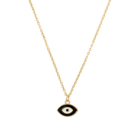 Midnight Gaze Necklace - Black & White Evil Eye Pendant in Gold?