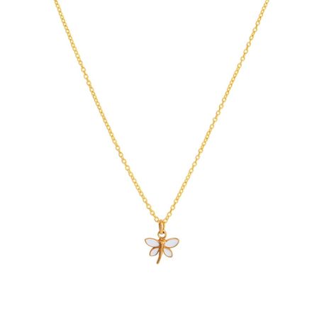 White & Gold Dragonfly Whisper Charm Necklace , Light as Magic